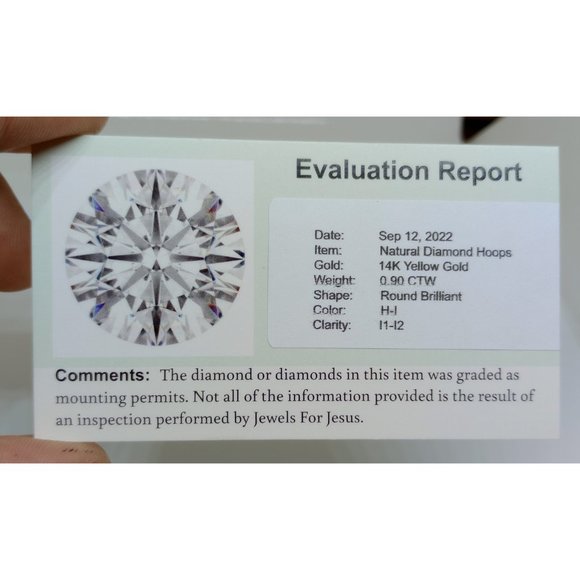 14k Yellow Gold Diamond Hoop Earrings Natural Round Brilliant Cut diamonds - Picture 4 of 10